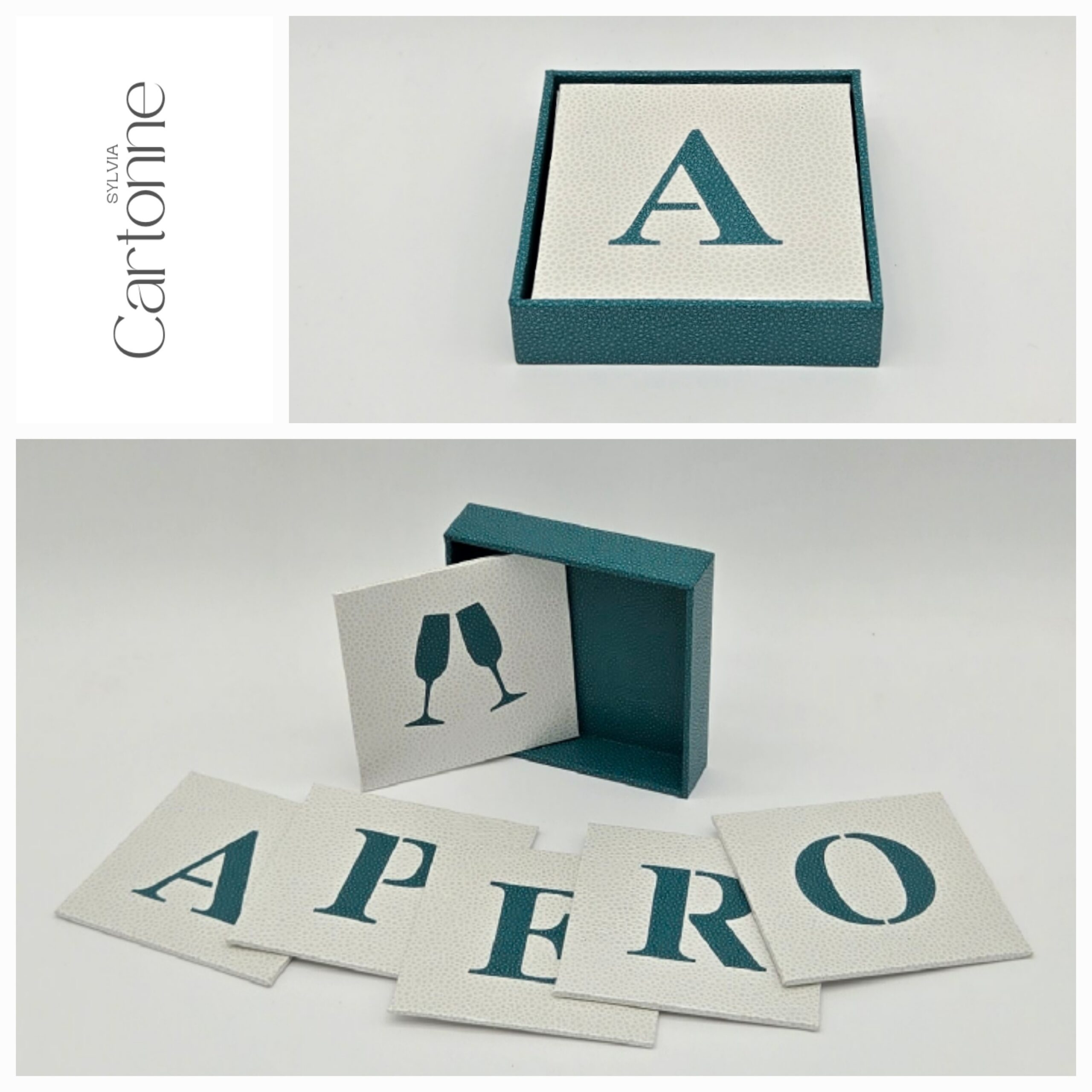 Sous verres APERO Blanc Turquoise