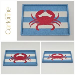 Mini plateau Rayures Crabe Corail
