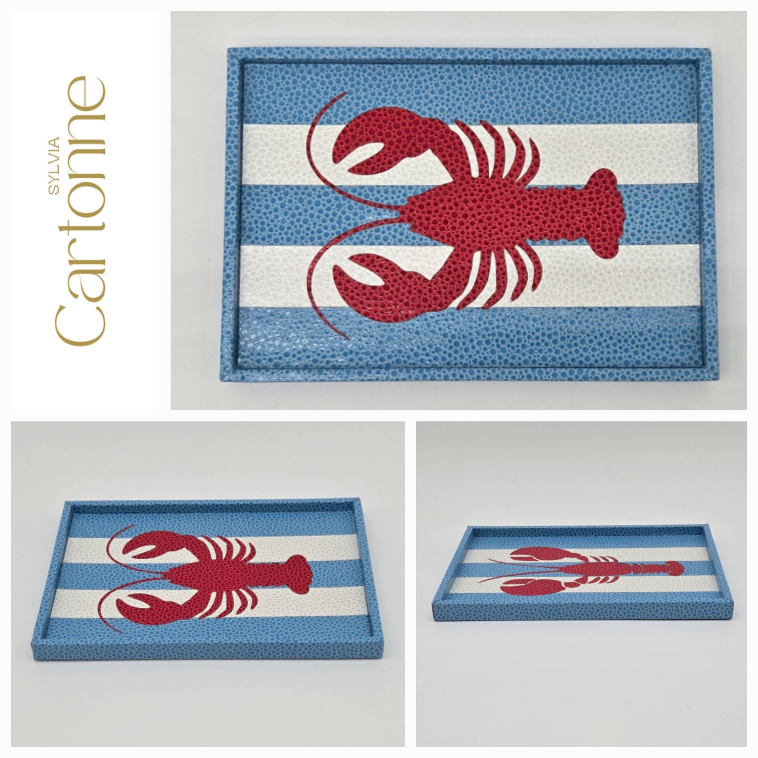 Mini plateau Rayures Homard Corail
