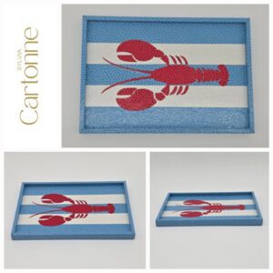 Mini plateau Rayures Langouste Corail