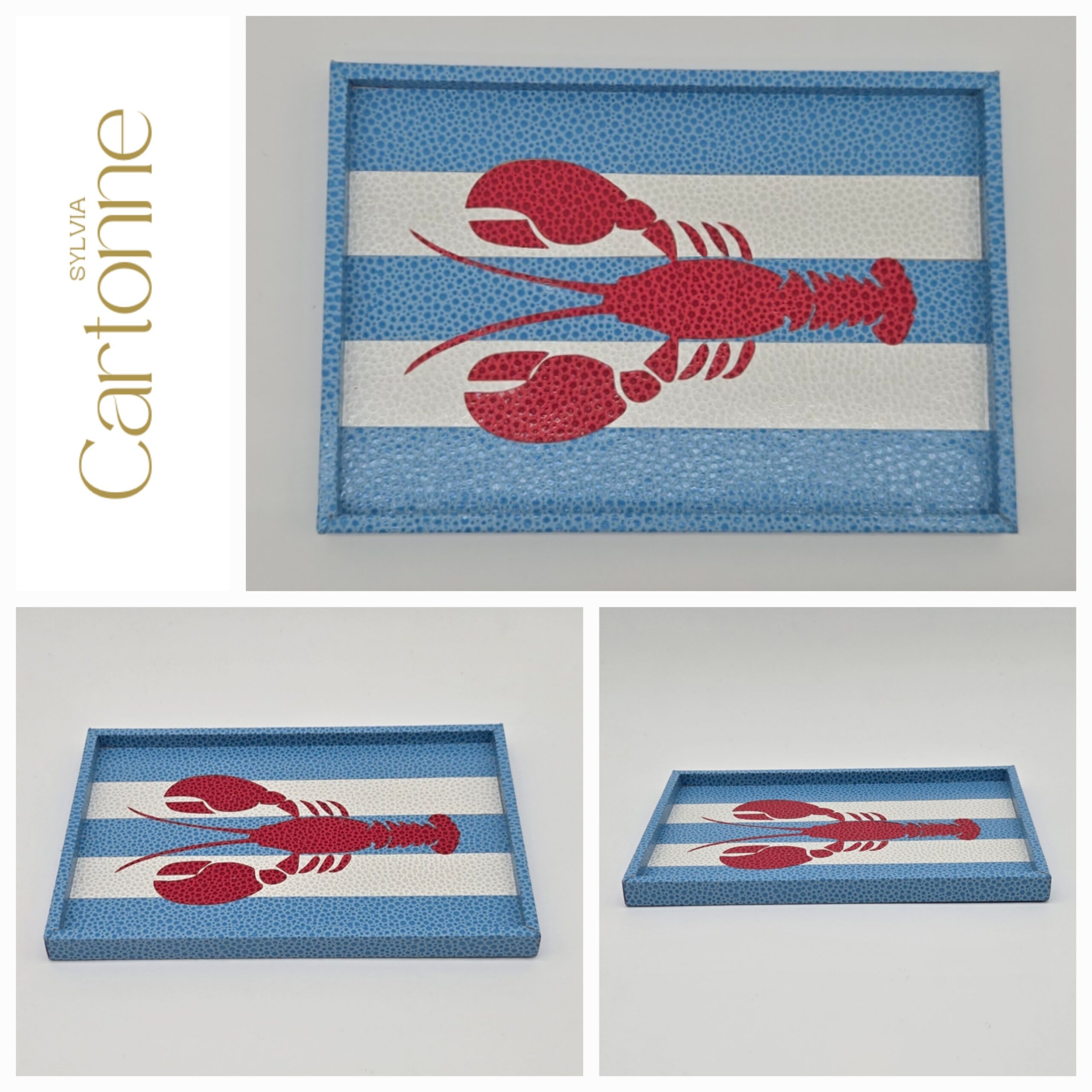 Mini plateau Rayures Langouste Corail
