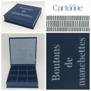 Coffret 9 boutons de manchette marine
