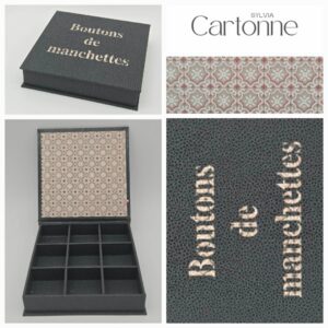 Coffret 9 boutons de manchette Gris