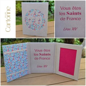 Oratoire Triptyque Vitrail Pape Beige
