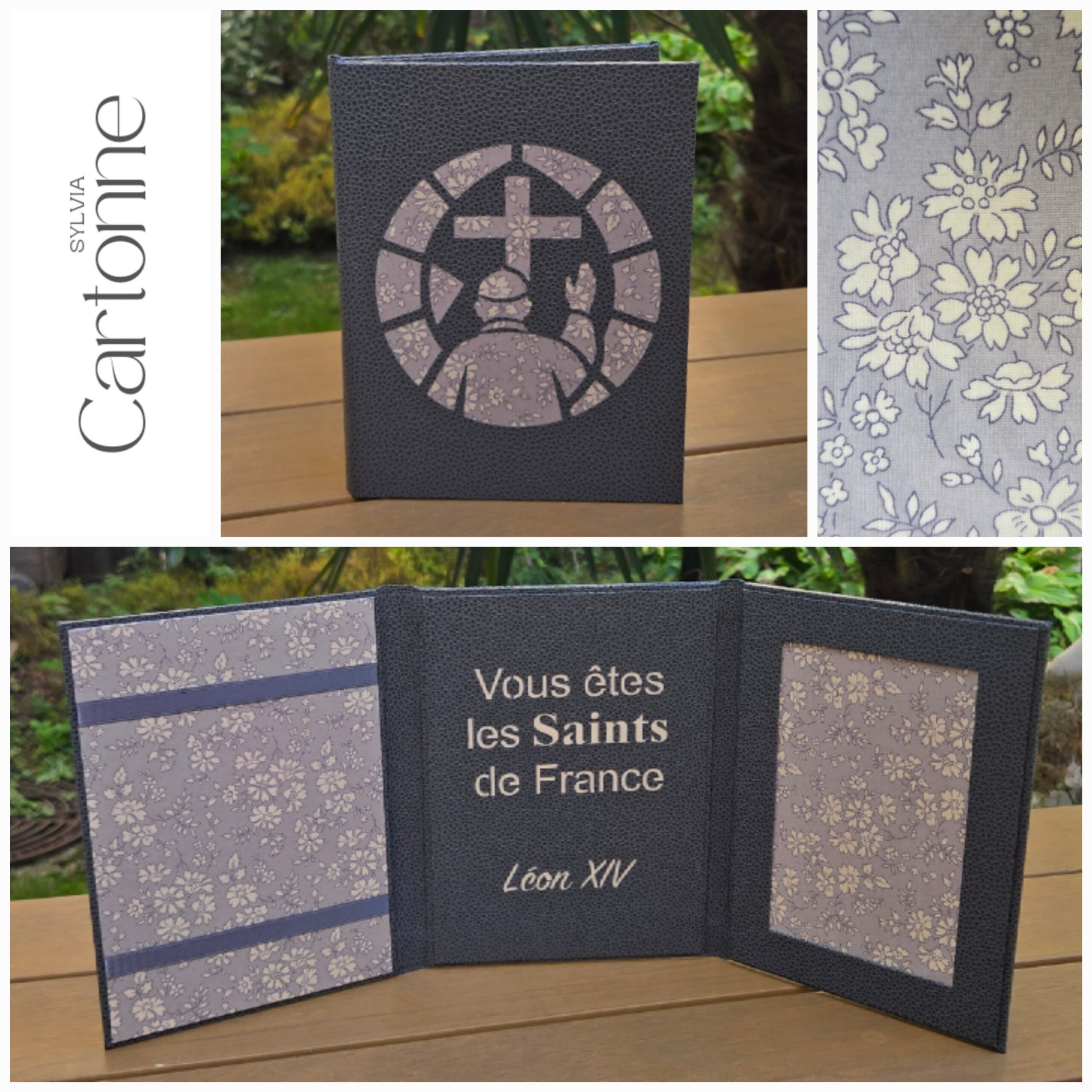 Oratoire Triptyque Vitrail Pape Gris